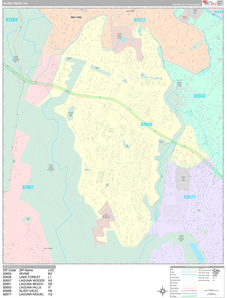 Aliso Viejo, CA Wall Map